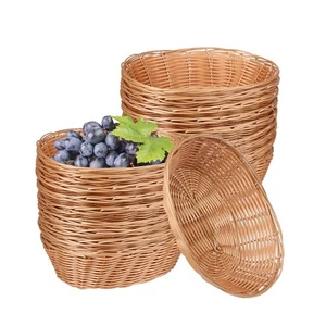 20 Pack Oval Poly Wicker Basket, 9 x 6 x 2.6 Inch Poly Wicker Bread Baskets, ... - Picture 1 of 7