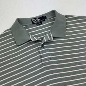 Polo Ralph Lauren Men’s Golf Polo Shirt L Green White Striped Short Sleeve - Picture 1 of 7
