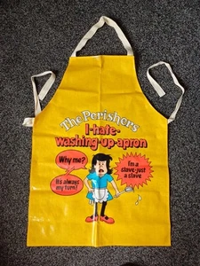 The Perishers Vintage Apron 1980s PVC Wipeable Adult Size Smile Label - Picture 1 of 8