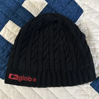 Vintage GLOBE shoe Logo Y2K Knit Beanie Winter Cap Skater Skully Hat - Image 1 of 4