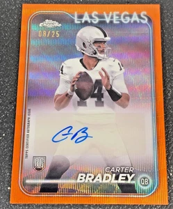 2024 Topps Chrome Carter Bradley Rookie Variation Orange Wave 08/25 - Picture 1 of 2