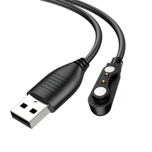 Hoko Cable magnético para SmartWatch doble pin con conector USB 60 cm, Negro - Zdjęcie 1 z 5