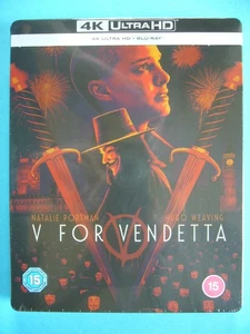 V For Vendetta Limited Edition 4K UHD & Blu-Ray Steelbook New Sealed - Imagen 1 de 4