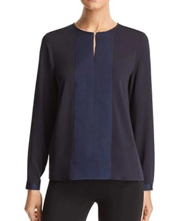 Blusa para mujer Hugo Boss azul medianoche negra manga larga talla 4 Foto 1 de 4