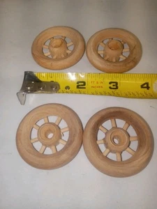 Wooden Spoked Toy Wheels 2-Inch Diameter x 5/8-Inch Axles Included Pack Of 4 - Picture 1 of 5