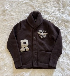 RRL Double RL Ralph Lauren Logo Appliqued Shawl Collar Wool Cardigan Sweater S - Picture 1 of 5