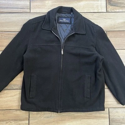 Dockers Men's Jacket Black Wool Blend, Zip up Front Sz.XL - Image 1 of 4