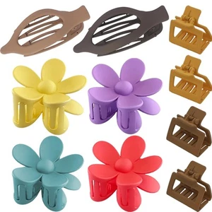 Large Rectangle Hair Claw Clips, Matte Flower Hair Clips, Flat Hair Clips for... - Picture 1 of 6