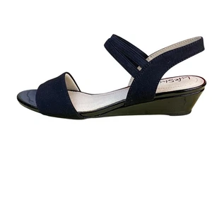 Life Stride YOLO schwarze Riemchen-Keilsandalen Gr. 7M neu ohne Etikett Komfort Stretch-Keilabsatz - Bild 1 von 9