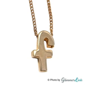 Vintage goldfarben Buchstabe F Anhänger Halskette Initiale Charm 16 Zoll Kette - Bild 1 von 10