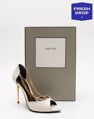 RRP€1100 TOM FORD Leather D'Orsay Sandals US6.5 UK3.5 EU36.5 Chain Made in Italy - Image 1 of 4