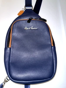 Robert Graham Jetty Sling Bag Kunstleder marineblau/hellbraun Besatz verstellbar gebraucht, in einwandfreiem Zustand - Bild 1 von 4