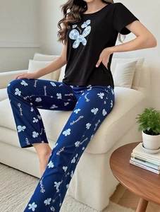 Ladies Pyjamas Set Nightwear Soft Loungewear Short Sleeve Size S M L XL XXL UK - Picture 1 of 6