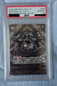 PSA10 Teach OP09-093 3rd Anniversary Limited Card Silver Parallel One Piece Card - Picture 1 of 2