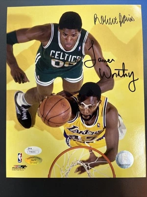 Robert Parish James Worthy Signed Autographed 8x10 photo Lakers Celtics JSA - Image 1 of 4