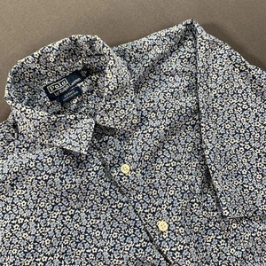 Polo Ralph Lauren camicia uomo grande blu floreale bottoni manica corta ADAMS - Foto 1 di 12