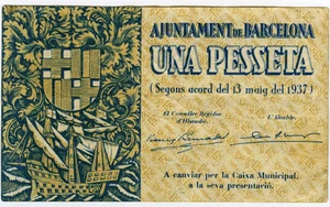 ☆ SPAIN CIVIL WAR 1937 • BARCELONA 1p. MUNICIPAL ☆ GUERRA CIVIL ESPAÑOLA  ☆D1415 - Picture 1 of 2