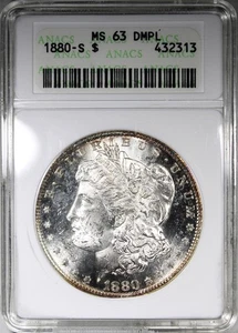 1880-S Morgan Dollar ANACS MS63 DMPL Soapbox Holder Rim Toned - Picture 1 of 4