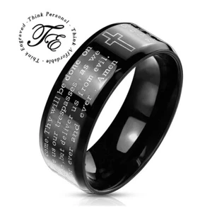 Christian Cross and Engraved Lord's Prayer Ring Christian Ring - Picture 1 of 4