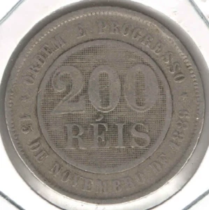 Brazil Coin 200 Reis 1897 Brasil - Copper-Nickel - KM# 493 - eb105 - Picture 1 of 4