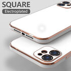For iPhone 15 14 Pro Max 13 11 12 XR 8 Square Plating Shockproof Soft Case Cover