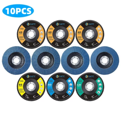 10PCS 4-1/2" x 7/8" Flap Sanding Disc 40/60/80/120 Grit Zirconia Grinding Wheels - Image 1 of 4