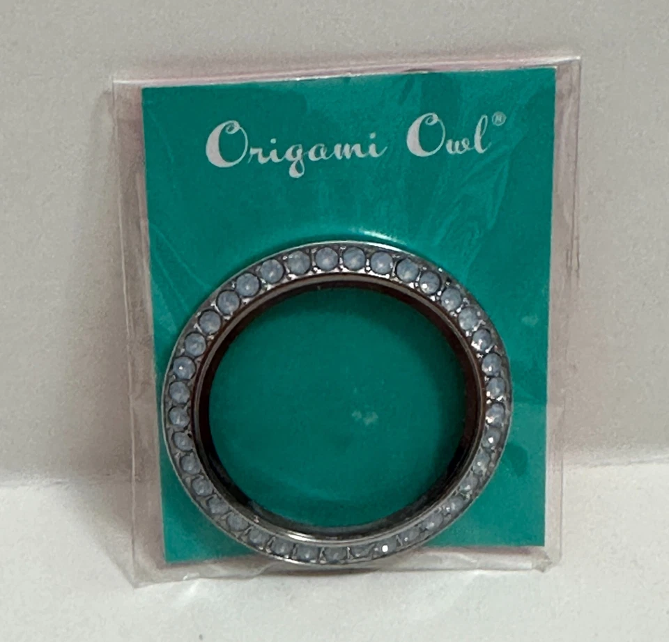 Origami Owl Grande Giratorio Medallón Cara con Aire Azul Ópalo Swarovski Cristales BZ4041 Foto 1 de 1