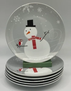 Rachael Ray Little Hoot und Schneemann Salat Dessert Teller 6er Set Winter - Bild 1 von 2