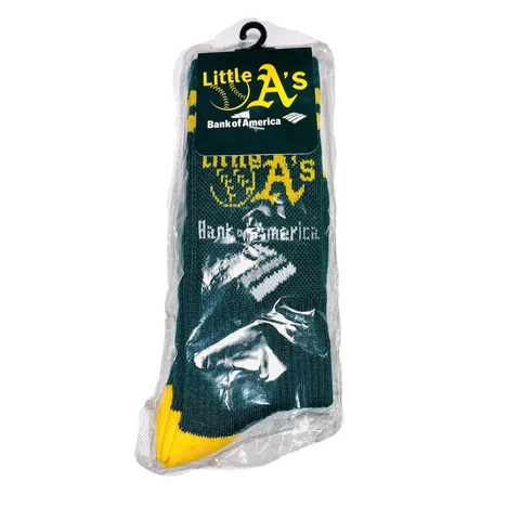 Oakland ATHLETICS A's STRIPED Socks MLB GREEN AND GOLD LittleA’s Bank Of Americ Cover