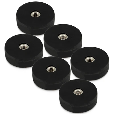 MVT MAGNETE 6 x Neodym Magnete Gummiert 22mm 5,5KG Stark M4 Gewinde Innengewinde Bohrung