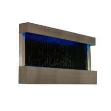 Xbrand Wall-Mounted Mirror Waterfall Fountain 47.1" x 24.4" Indoor Steel W/ Pump