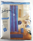 Collage Fabric Shower Curtain Beach Haven Textured Sea Shells Blue Jacquard NEW