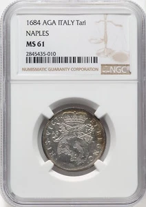 1684-AGA Italian States Tari Naples Charles II of Spain (MS 61-NGC) - Picture 1 of 2