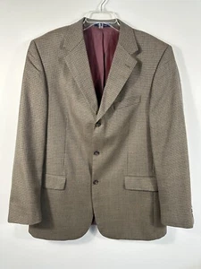 T Harris London Blazer Mens 44L Brown Plaid Houndstooth Sport Coat Wool Academia - Picture 1 of 13