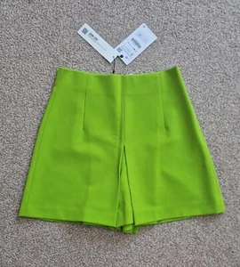ZARA Lime Green High Waist Skort Skirt Size S Small New with Tags - Picture 1 of 10