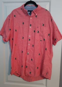 Tommy Hilfiger Custom Fit Men's Toucan Print Coral Button Up Shirt Size L, Linen - Picture 1 of 7