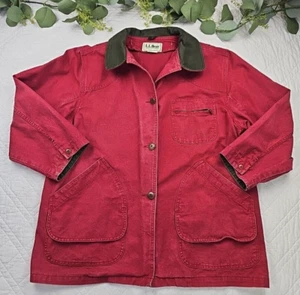 VTG LL Bean Women's Barn Chose Field Jacket Petite Size XL Red Canvas - Picture 1 of 10
