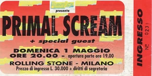 PRIMAL SCREAM - Concert Ticket - ITALY - Rolling Stone, Milano, May 1st, 1994 - Picture 1 of 2