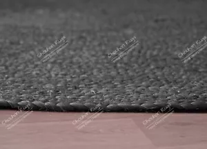 Hand Braided Jute Rug, Dark Grey Oval Jute Rug, Turkish Rug, Home Decorative Rug - Picture 1 of 7
