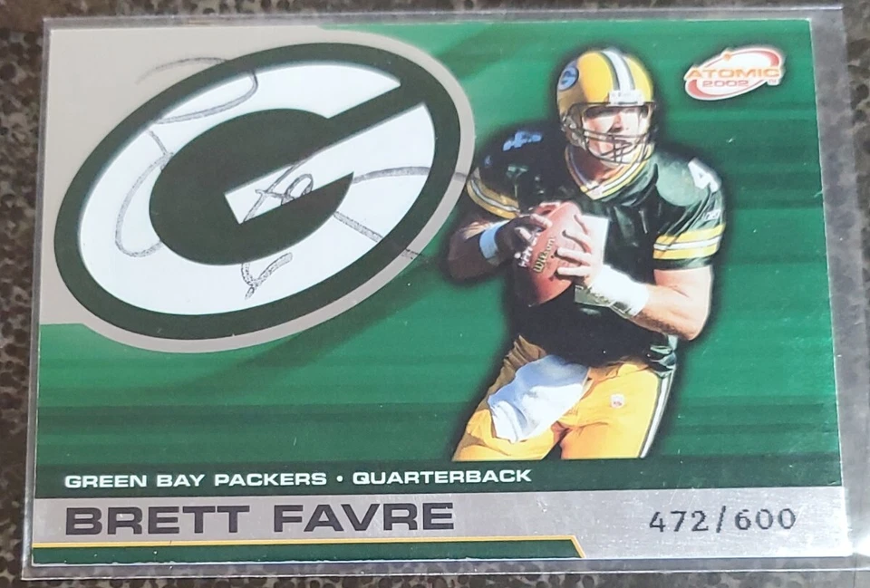 RARE 2002 Pacific Atomic Brett Favre /600 Hand Signed On Card Auto GB Packers - Image 1 of 4