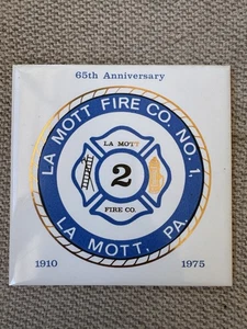 La Mott Fire Co No 1 - La Mott, PA - 1910 - 1975 Commemorative Ceramic Tile - Picture 1 of 10