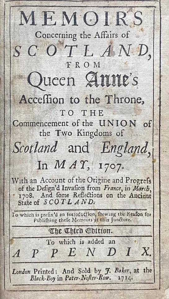 1714 Memoirs Concerning the Affairs of Scotland by Lockhart of Carnwath leather - Image 1 of 4