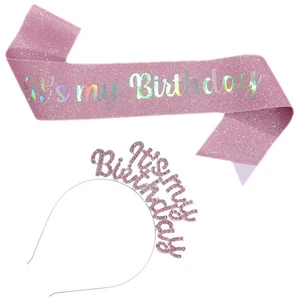 Birthday Queenheadband Hairband for Girls Party Sash Accessories - Picture 1 of 12