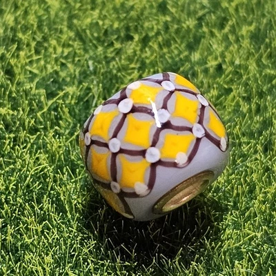 Trollbeads Amarillo Lila Iluminado por el Sol Mosaico Mini Barril Evento Cuentas de Vidrio Difícil de Encontrar Foto 1 de 4