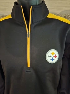 Pittsburgh Steelers Pullover Quarter Zip Sweatshirt Black Polyester Adult M - Picture 1 of 6