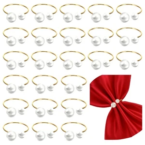 24 Pcs Gold Pearl Napkin Rings Set, Decorative Napkin Rings | Elegant Table D... - Bild 1 von 7