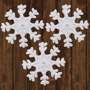 Mini Snowflake Embroidered Patch — 3-Pack — Iron On - Picture 1 of 1