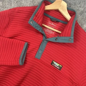 Maglione pullover maglia LL Bean Airlight uomo rosso medio pile leggermente aderente - Foto 1 di 12