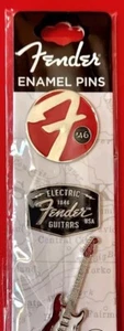 FENDER GUITAR 3 PIECE OFFICIAL COLLECTOR’S ENAMEL PIN SET LICENSED OPEN ROAD - Picture 1 of 1