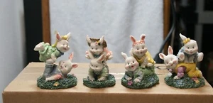 4 Estatuillas Colección Cotton Tale Leapfrog Bunnie 1999 Raro Retirado Joanns - Imagen 1 de 6